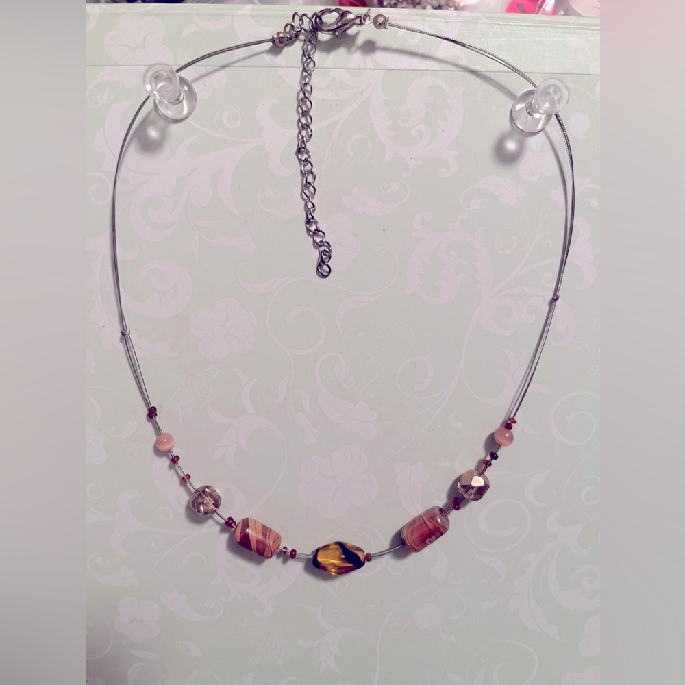 Lovely Mixed-Bead “Invisible” Necklace